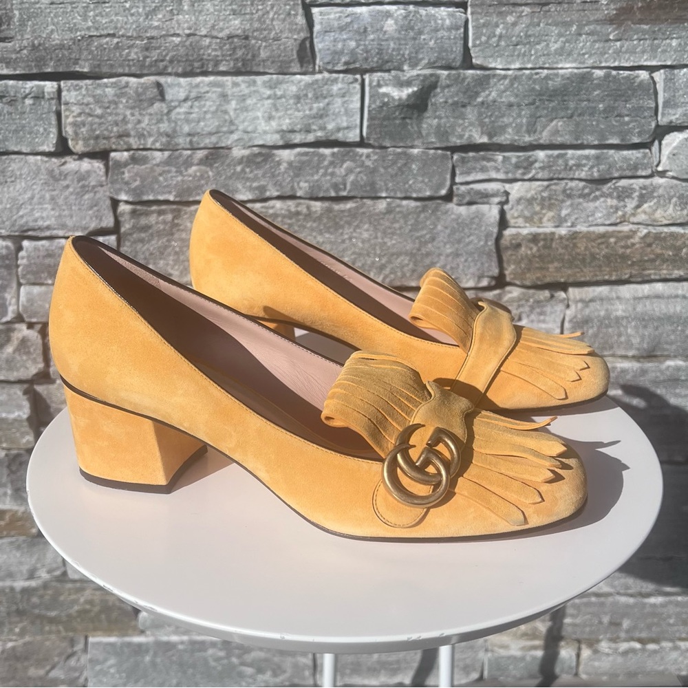 Pristine Gucci Marmont block heeled pump, size 41/11